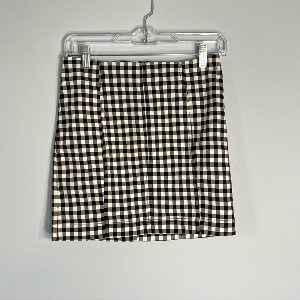 Free People Black and White Checkered Mini Skirt